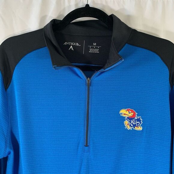 Kansas Jayhawks Sweater Mens Medium Blue 1/2 Zip Long Sleeve Pullover Turtleneck - Picture 4 of 7